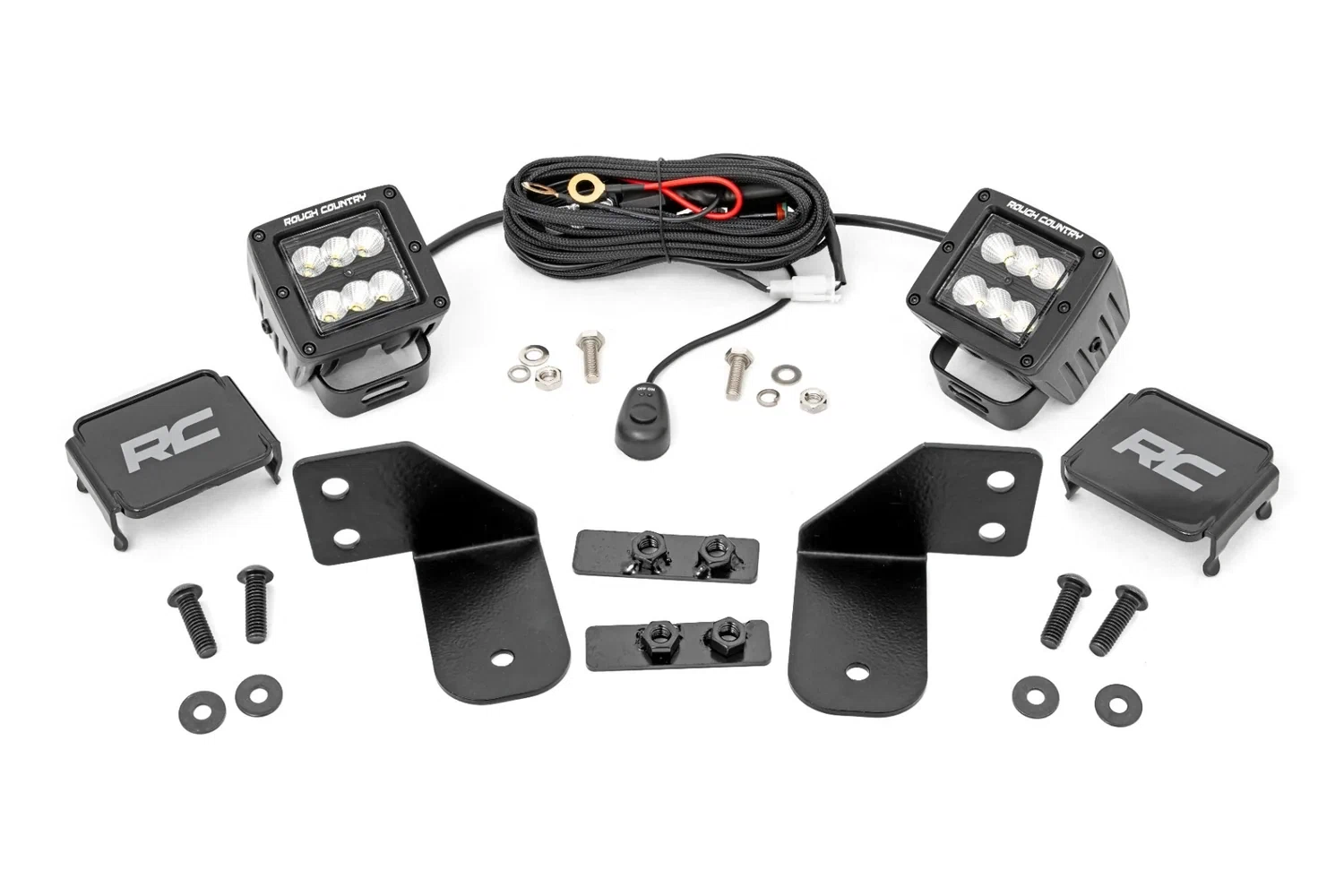 Fits Polaris Ranger 1000 LED Light RR Cage Mount 2_ Black Flood Pair 93145